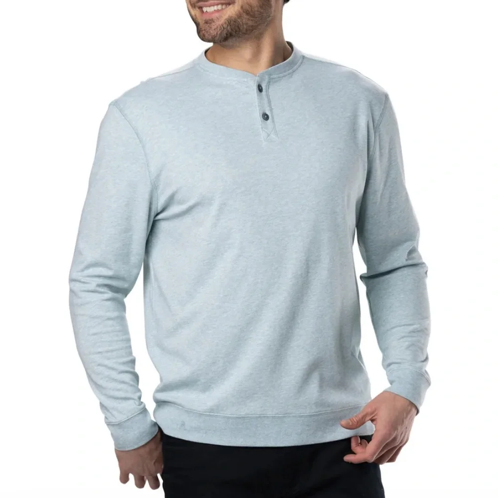 Men's Light Blue Henley Sweater‎